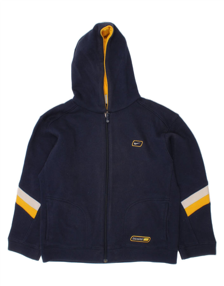 NIKE Boys Graphic Zip Hoodie Sweater 8-9 Years XL  Navy Blue Cotton Vintage Nike and Second-Hand Nike from Messina Hembry 