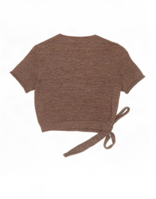 Cardigã feminino Zara com manga curta e manga curta UK 14 grande bege manchado