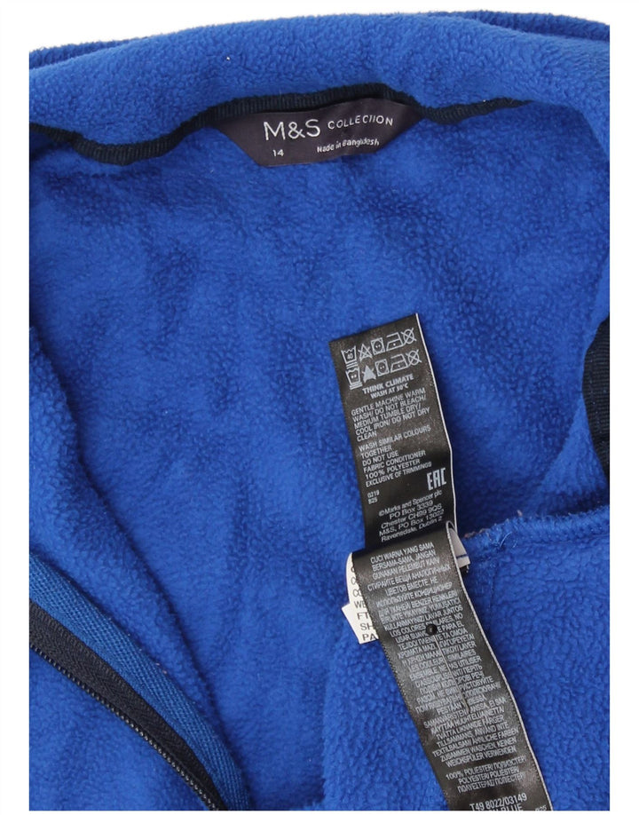 Jaqueta de lã feminina Marks & Spencer Reino Unido 14 grande poliéster azul