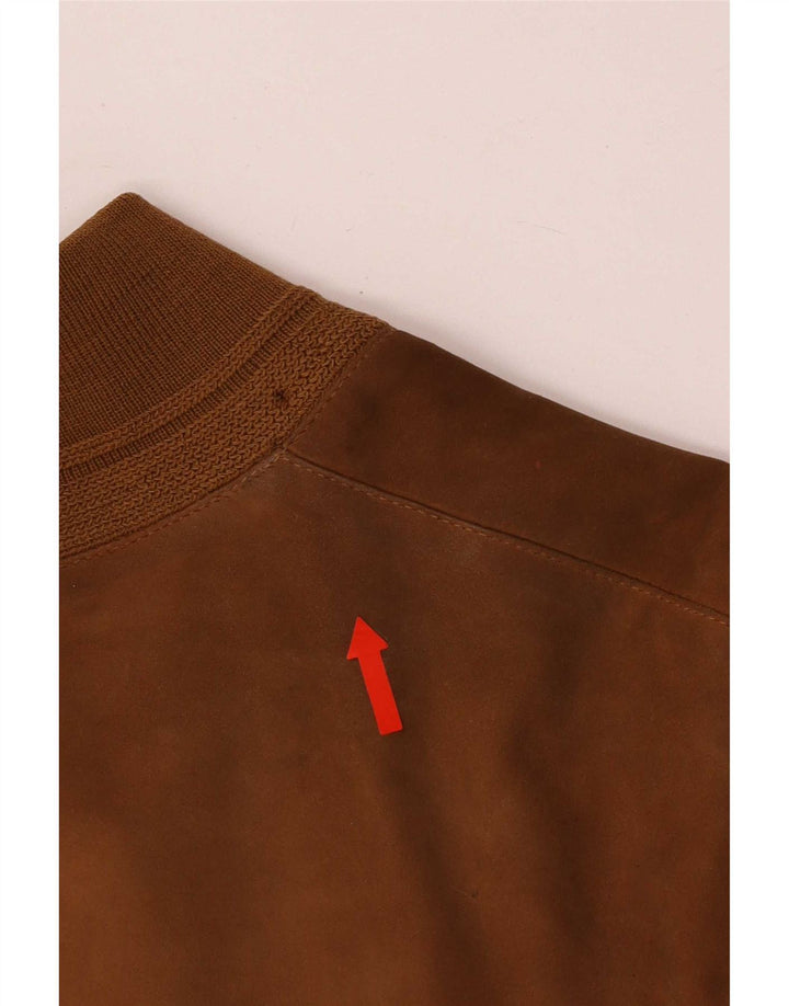 Jaqueta bomber de camurça superdimensionada feminina vintage IT 44 bege médio