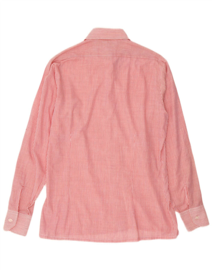Camisa imperial masculina tamanho 39 15 1/2 poliéster listrado vermelho médio
