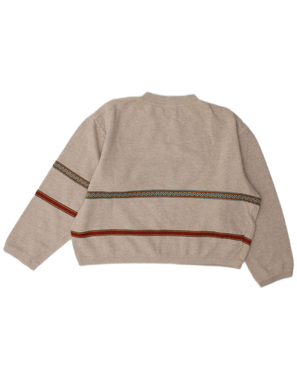Stefanel moletom feminino cropped com estampa gráfica Reino Unido 14 listrado cinza médio