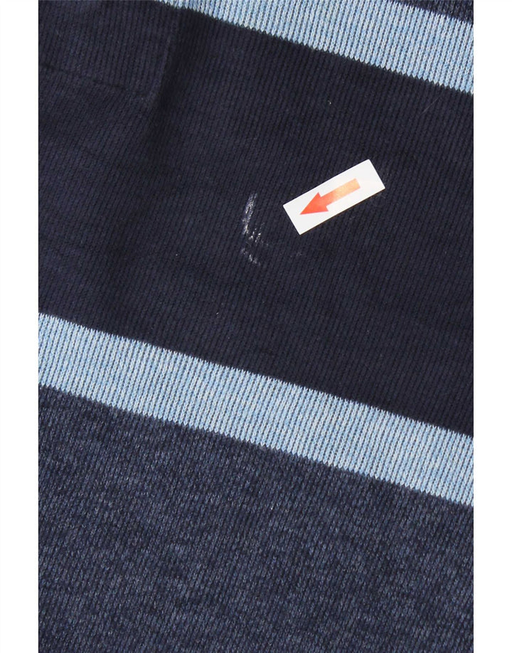 Camisa polo masculina de rugby de manga comprida Marks & Spencer média listrada azul marinho