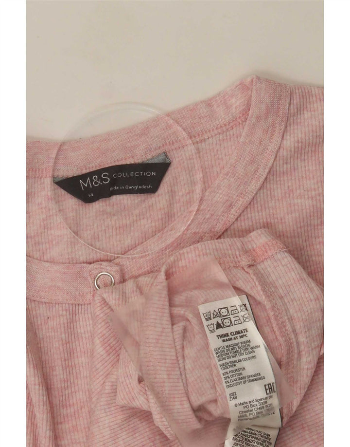 Top feminino Marks & Spencer manga comprida UK 14 poliéster rosa médio