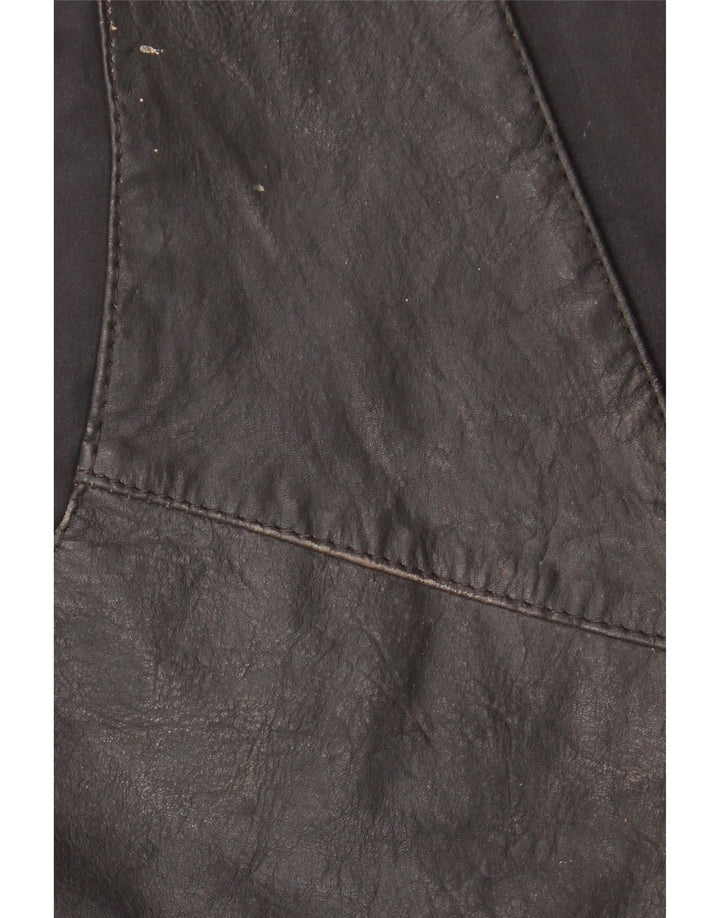 Colete de couro masculino vintage grande preto
