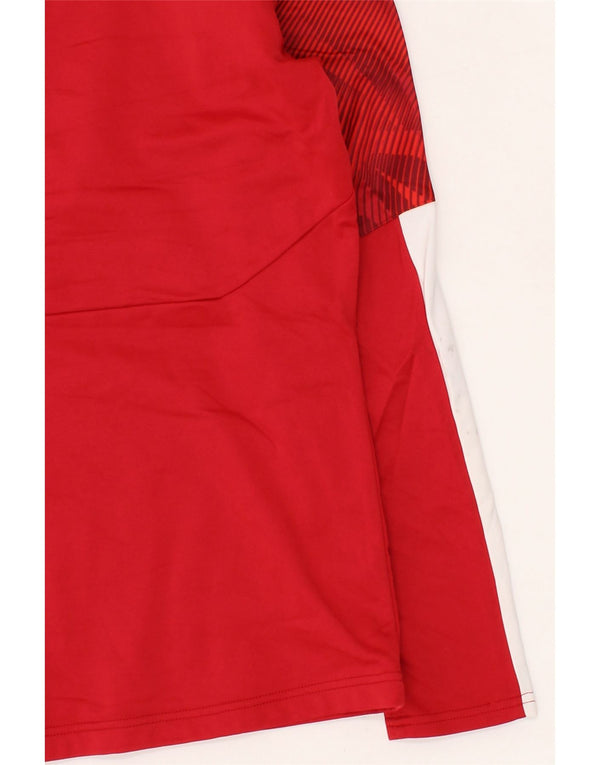 PUMA Mens Zip Neck Pullover Treino Top Médio Vermelho Colourblock Poliéster