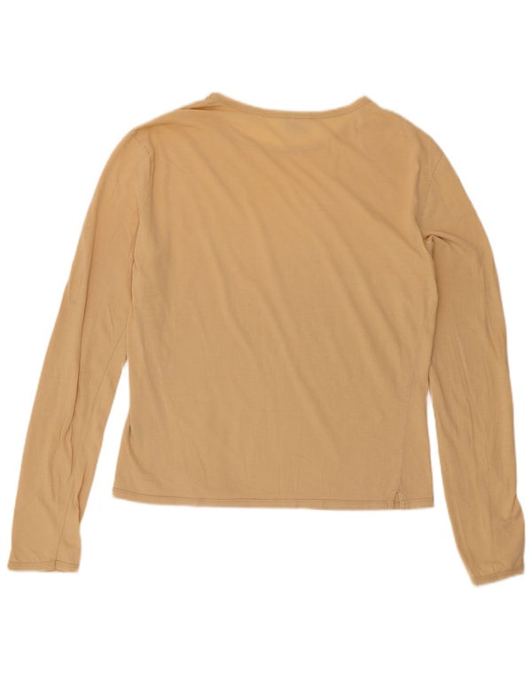Murphy & Nye Top feminino manga comprida UK 18 XL algodão bege