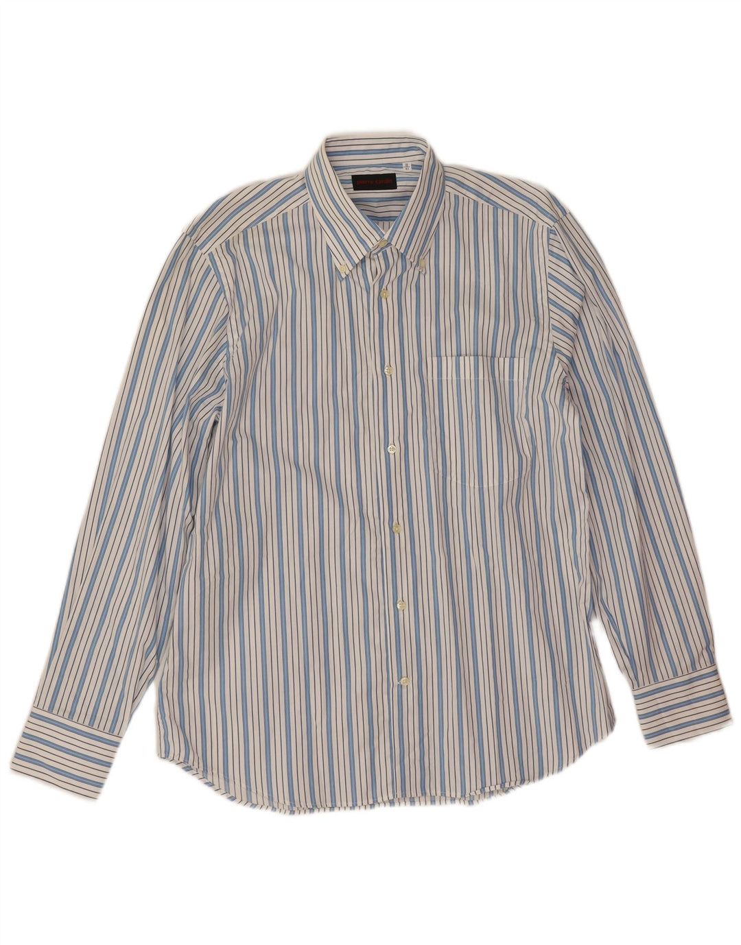 Camisa masculina Pierre Cardin tamanho 41 16 grande algodão listrado azul