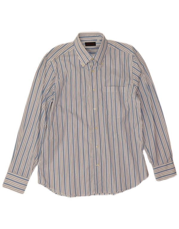 Camisa masculina Pierre Cardin tamanho 41 16 grande algodão listrado azul