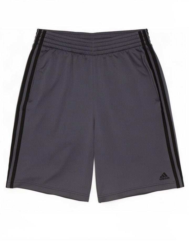 Shorts esportivos masculinos Adidas pequeno poliéster cinza