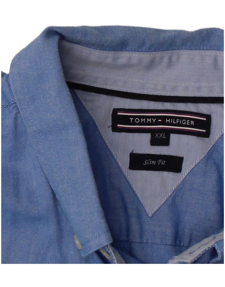 Camisa masculina TOMMY HILFIGER Slim Fit 2XL algodão azul