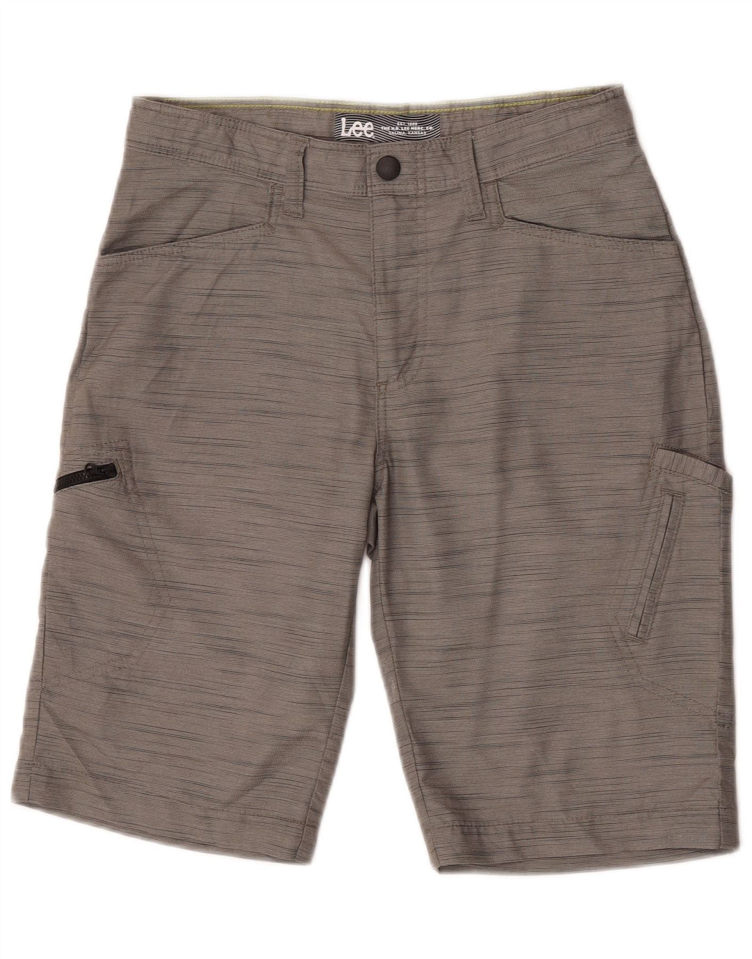 Shorts cargo Lee Boys 11-12 anos W27 poliéster manchado cinza