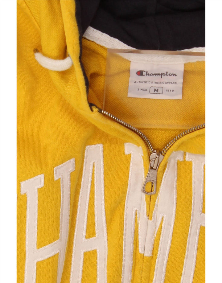 CHAMPION Suéter masculino com capuz e zíper gráfico amarelo médio