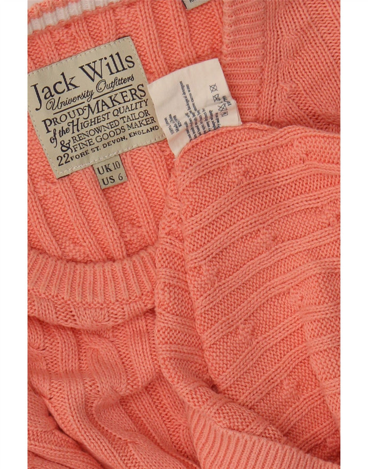 Suéter feminino JACK WILLS com gola redonda e gola redonda, 10 algodão rosa pequeno