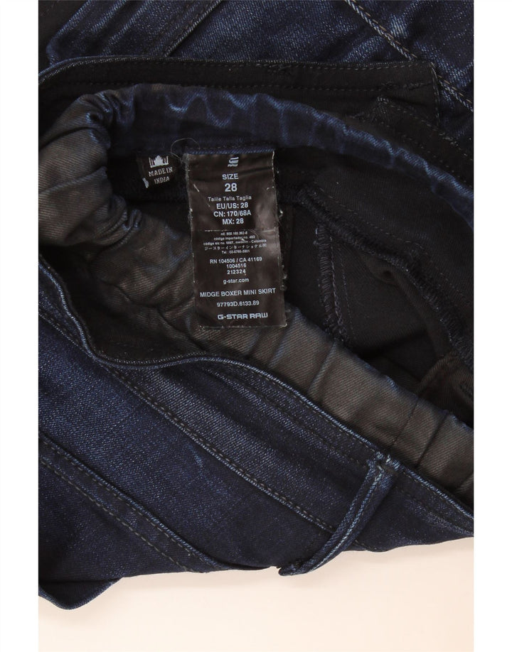 Mini saia jeans feminina G-Star W28 azul marinho médio
