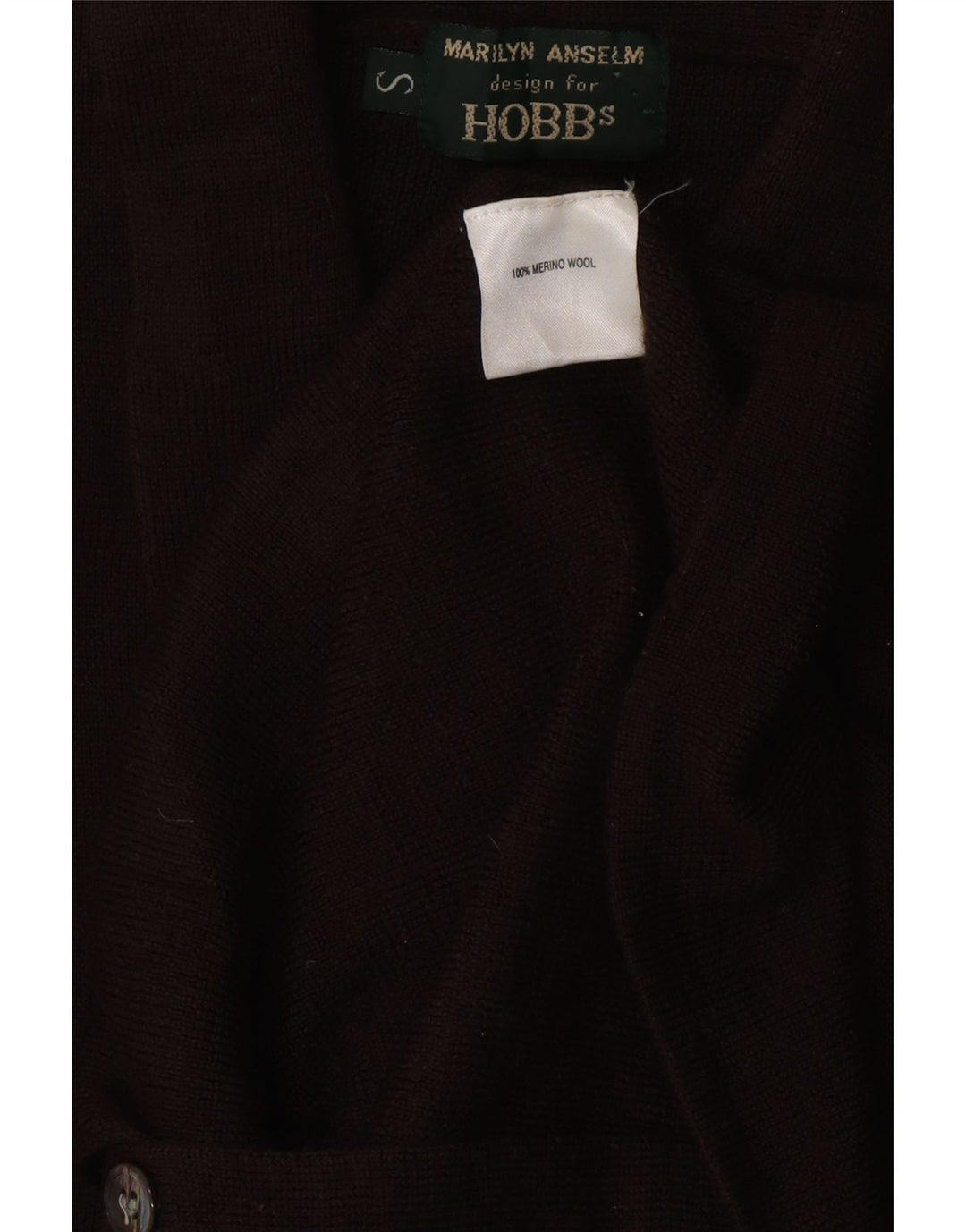 Suéter cardigã feminino HOBBS UK 8 pequeno lã merino marrom