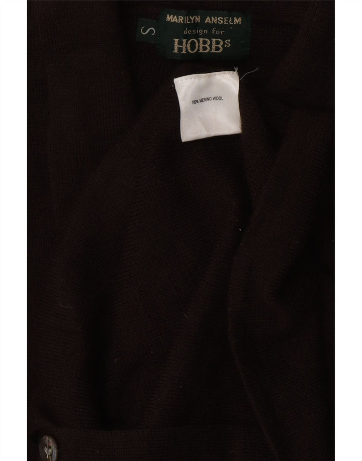 Suéter cardigã feminino HOBBS UK 8 pequeno lã merino marrom