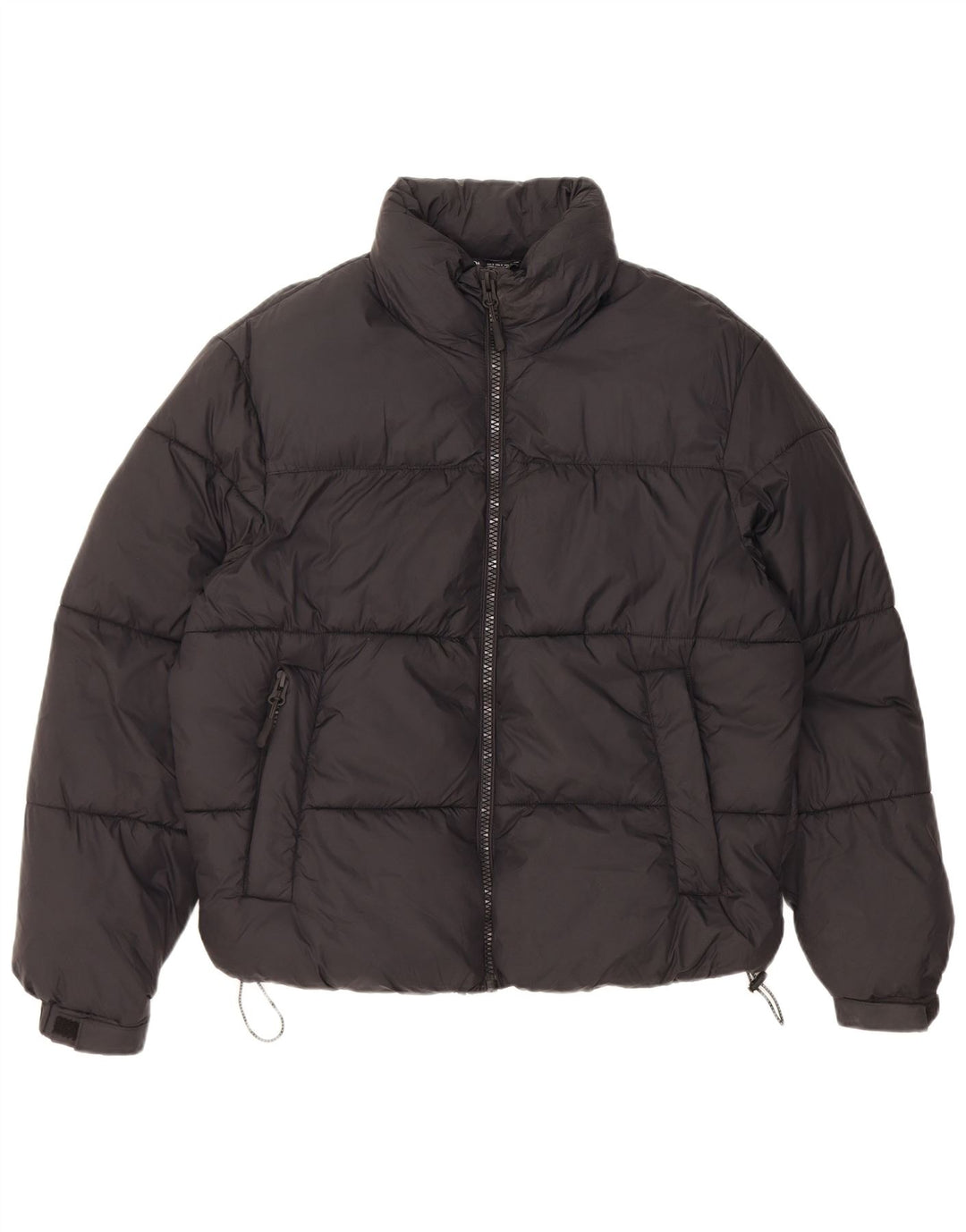 Jaqueta acolchoada grande Zara feminina UK 10 pequena nylon preto