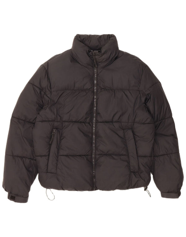 Jaqueta acolchoada grande Zara feminina UK 10 pequena nylon preto