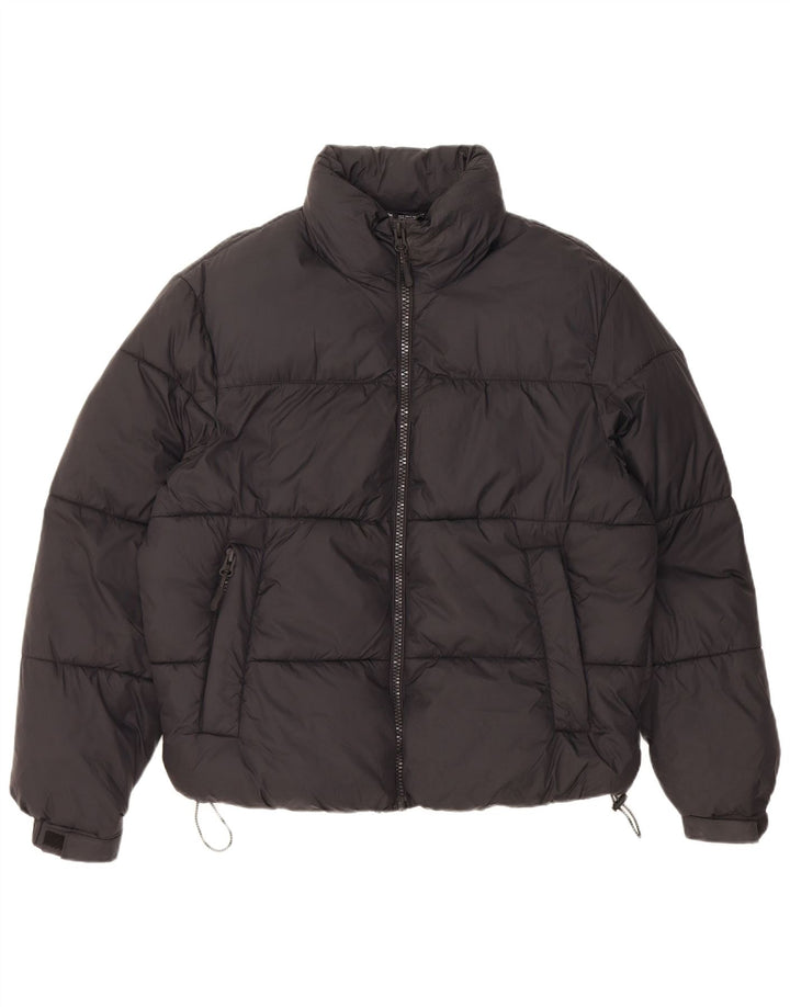 Jaqueta acolchoada grande Zara feminina UK 10 pequena nylon preto