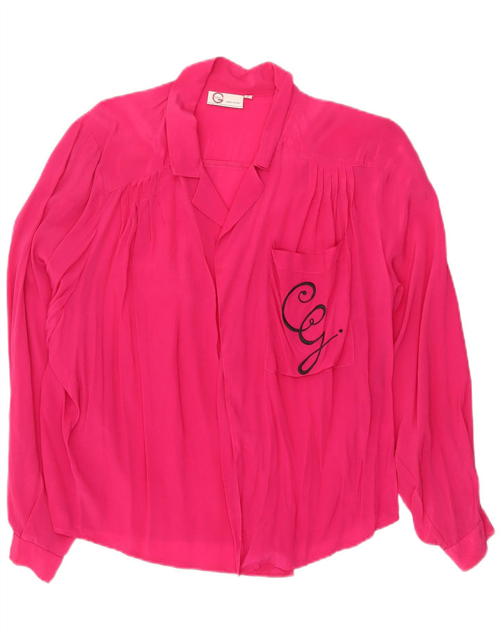 Blusa feminina vintage oversized UK 10 pequena rosa