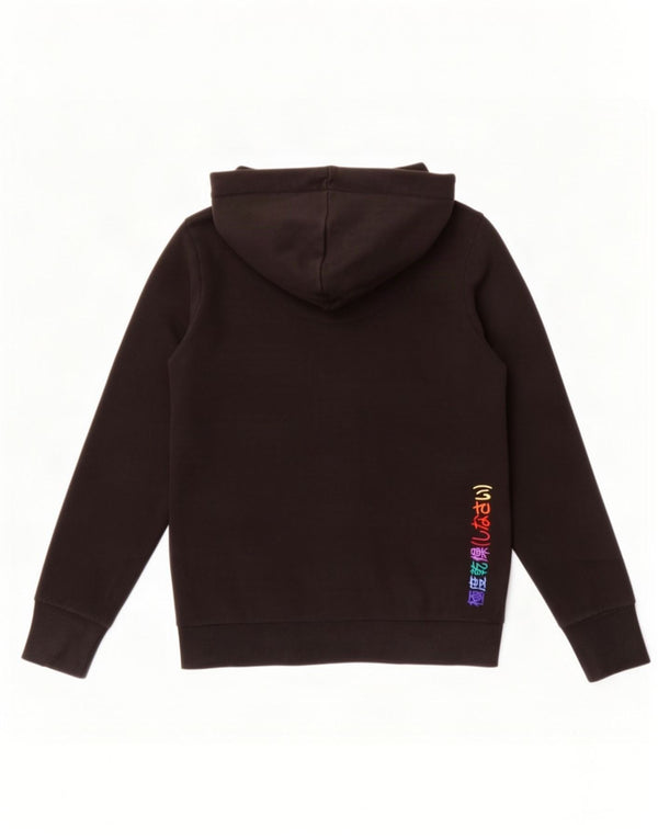 Superdry Womens Graphic Hoodie Jumper UK 14 Large Black Cotton