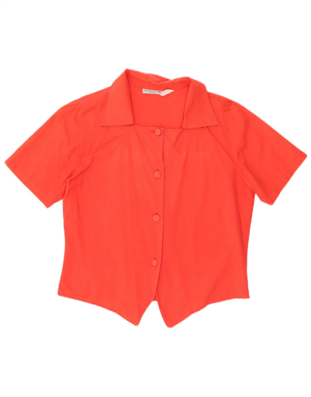 Camisa feminina vintage de manga curta UK 14 algodão vermelho médio