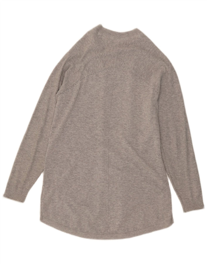 White Stuff Suéter feminino com palangre aberto e cardigan Reino Unido 14 grande cinza manchado
