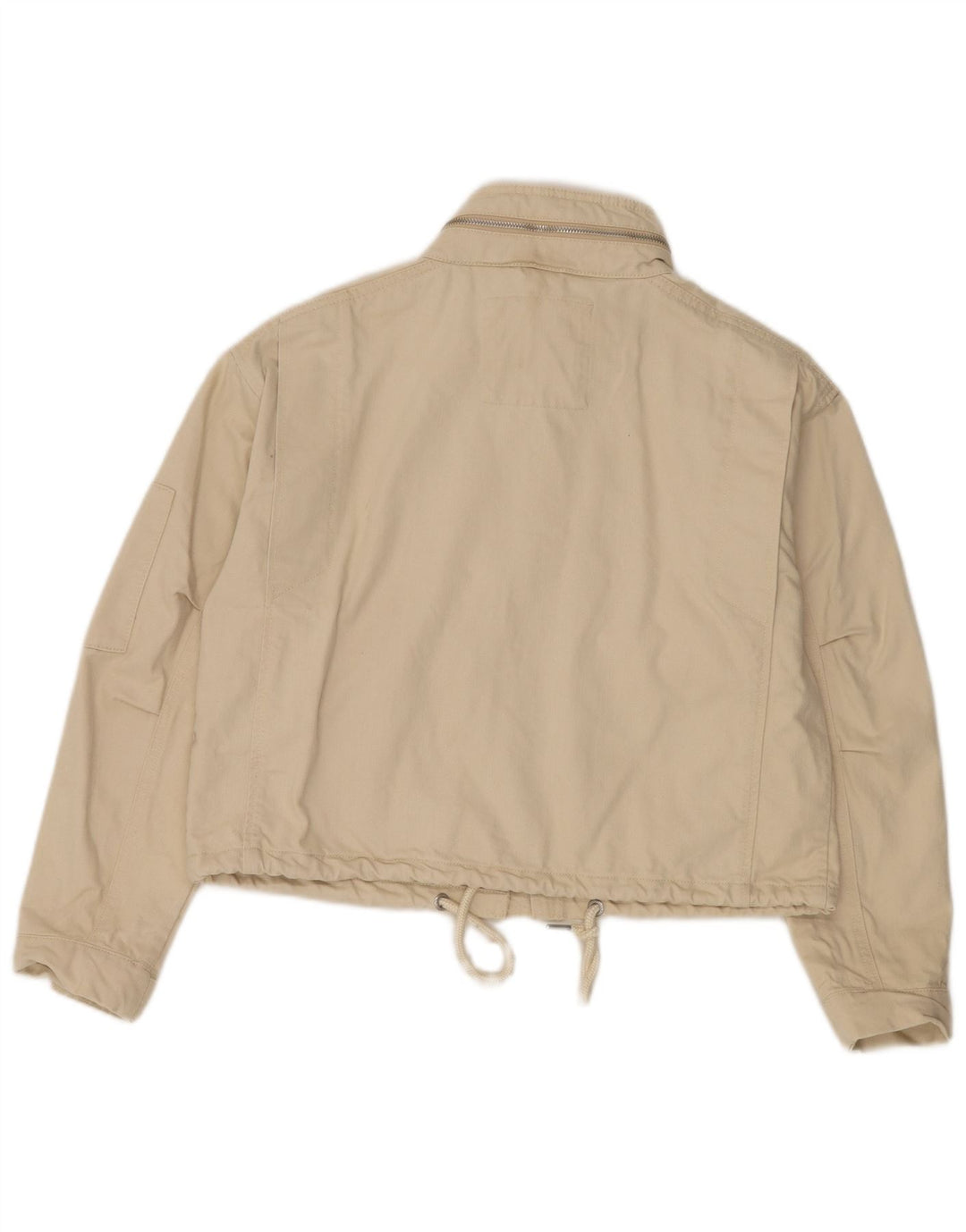 Superdry Womens Crop Oversized Utility Jacket Reino Unido 8 Pequeno Algodão Bege