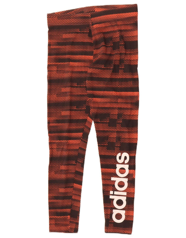 Leggings Adidas Femininas Gráficas UK 10 Pequenas Listradas Marrons