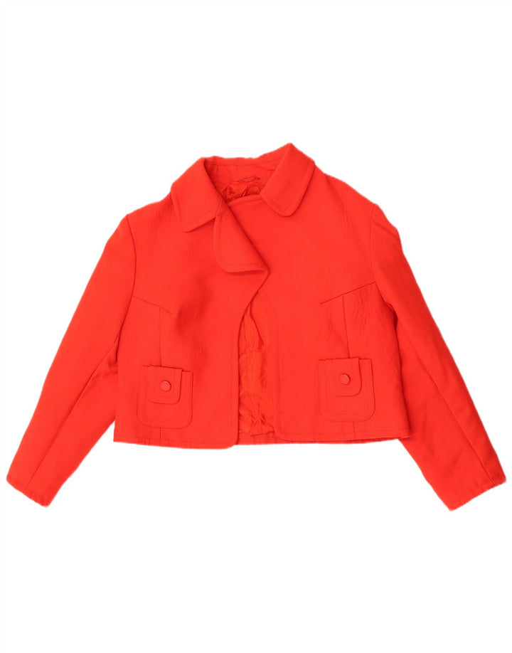 Jaqueta Bolero Feminina Vintage Reino Unido 14 Lã Média Vermelha Nova