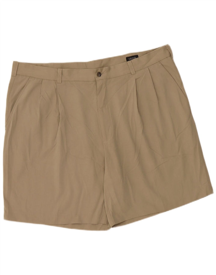 IZOD Masculino Pegged Chino Shorts W42 2XL Poliéster Cáqui