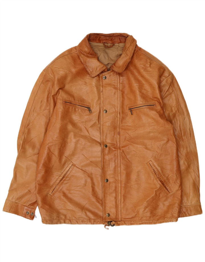 Jaqueta de couro masculina vintage UK 38 couro bege médio