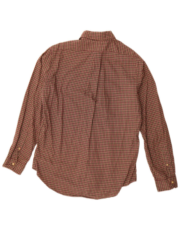 Camisa masculina de flanela Polo Ralph Lauren de algodão xadrez marrom médio