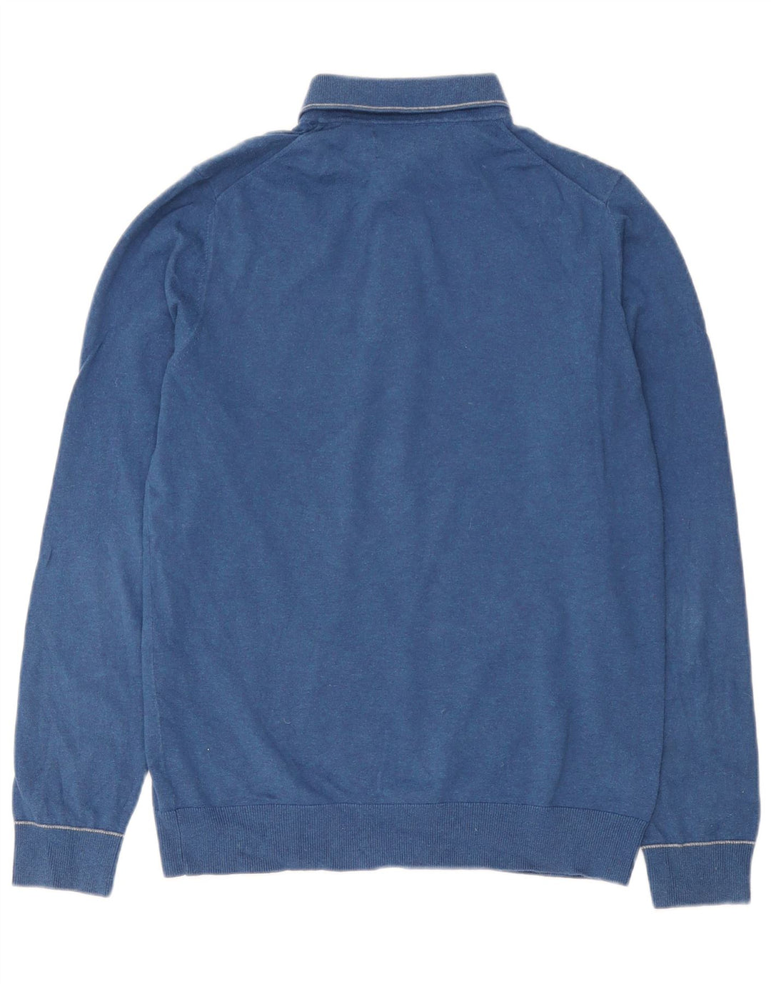 Suéter masculino Marks & Spencer com gola polo e algodão azul pequeno