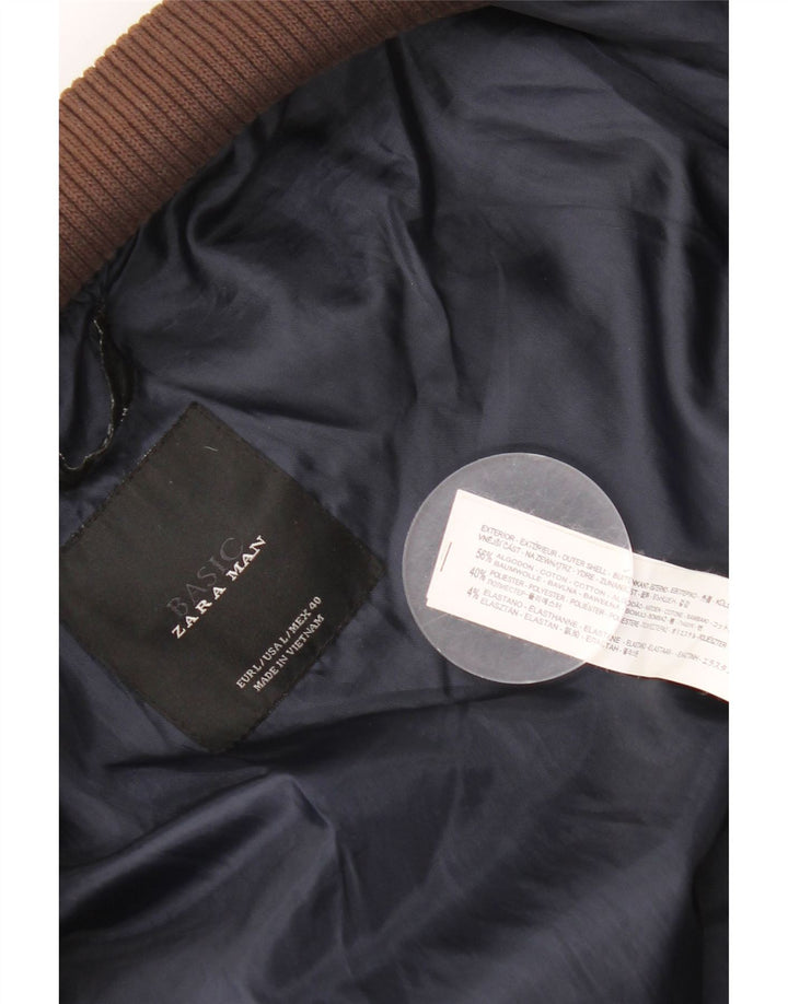 Jaqueta bomber masculina Zara UK 40 grande algodão marrom