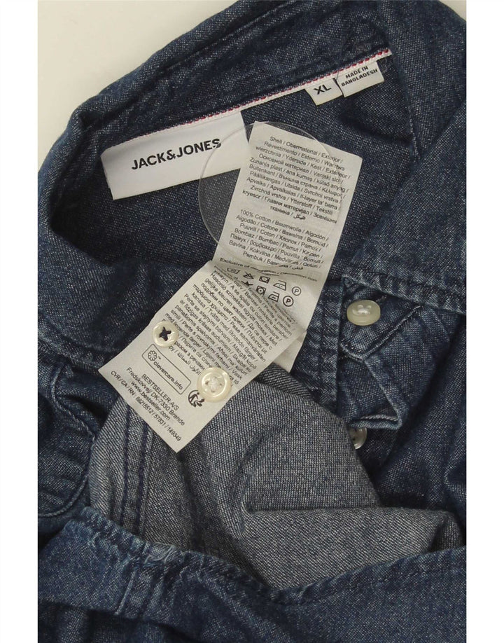 Camisa jeans masculina Jack & Jones XL azul marinho algodão