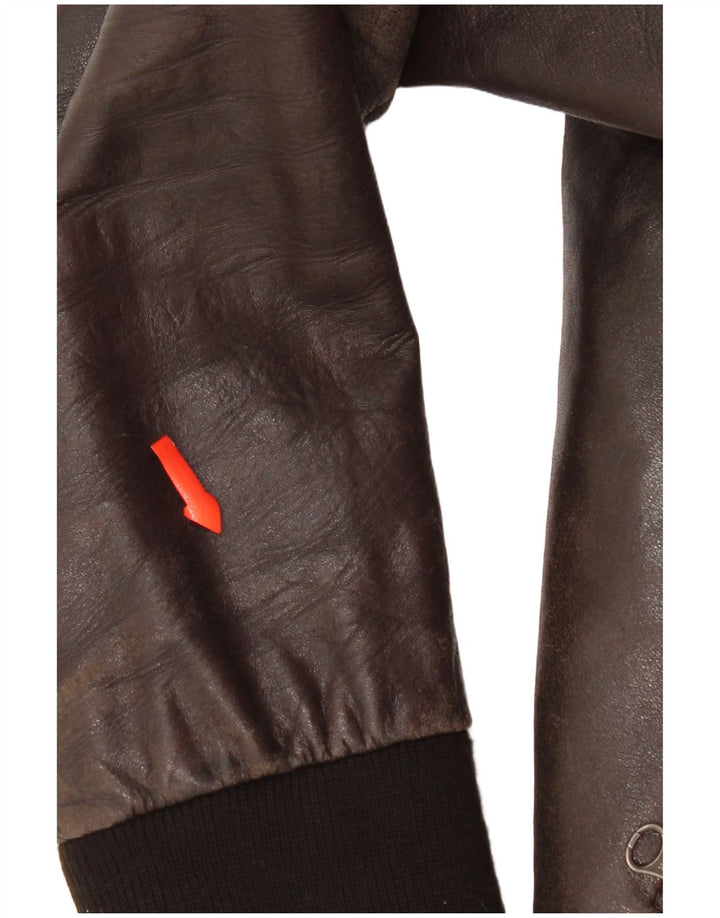 Jaqueta de couro bomber masculina On Spirit IT 48 couro marrom médio