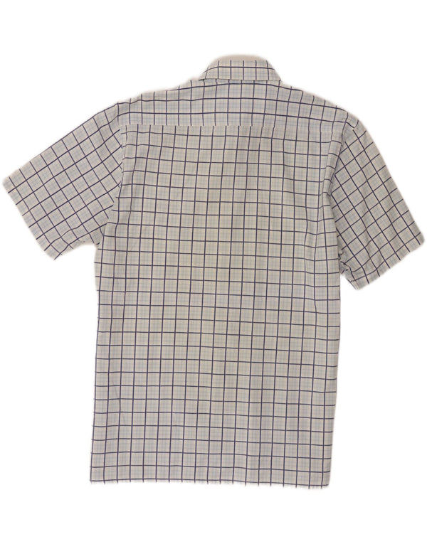 Camisa masculina de manga curta Yves Saint Laurent grande algodão xadrez azul