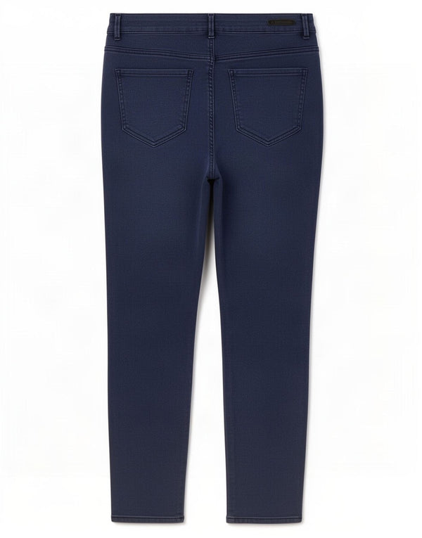 Calça jeans feminina Zara Cargo Slim EU 44 XL W34 L28 azul marinho risca de giz