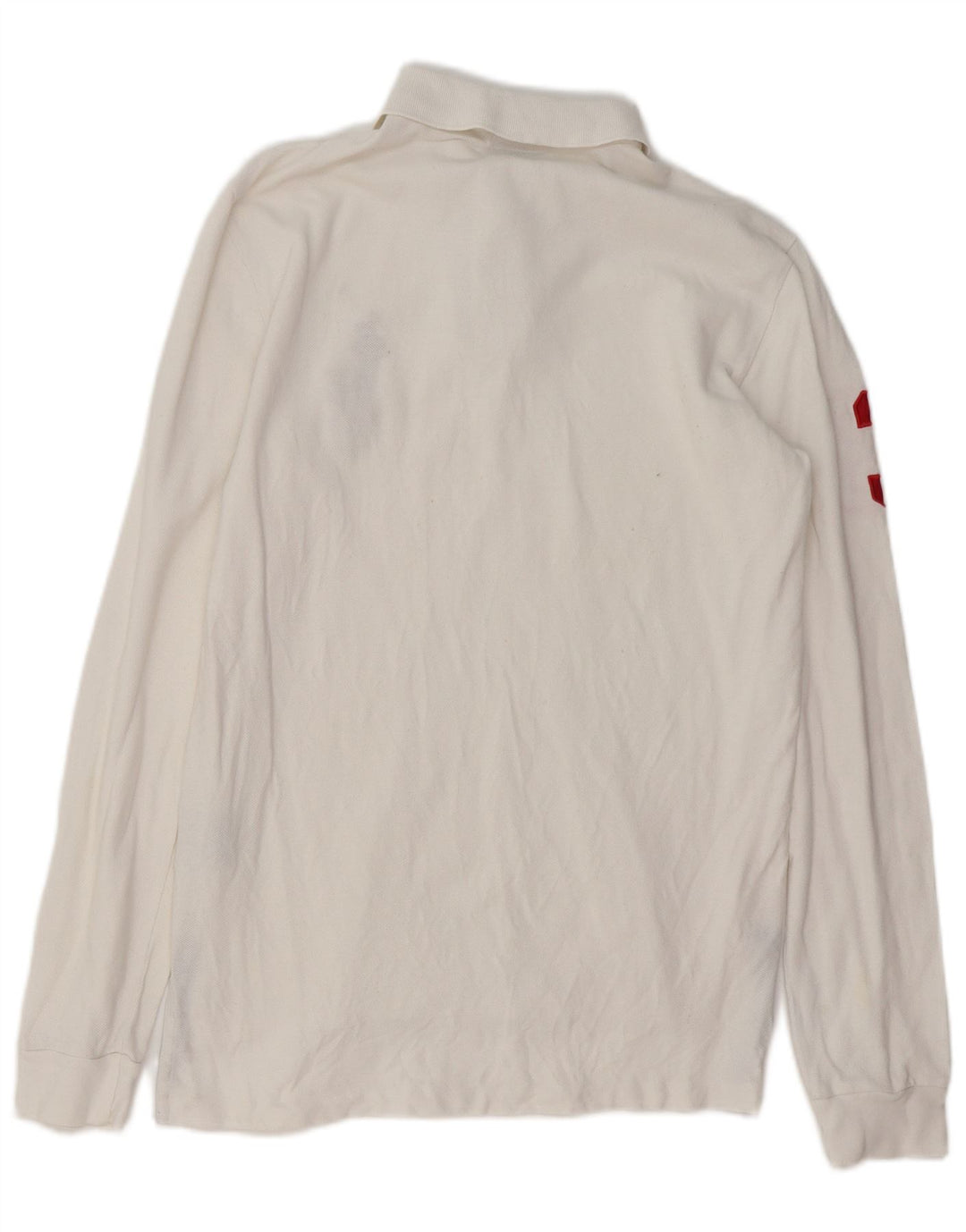 Camisa polo masculina de manga comprida com ajuste personalizado POLO RALPH LAUREN pequena branca