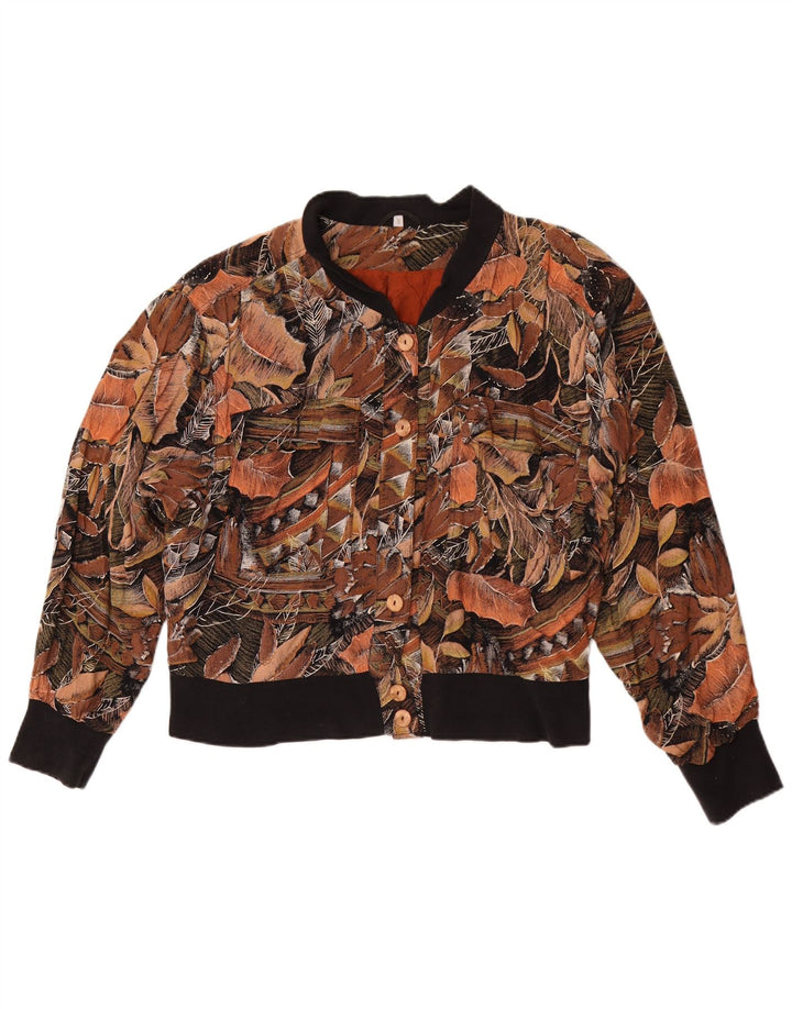 Jaqueta bomber feminina vintage EU 40 médio marrom floral