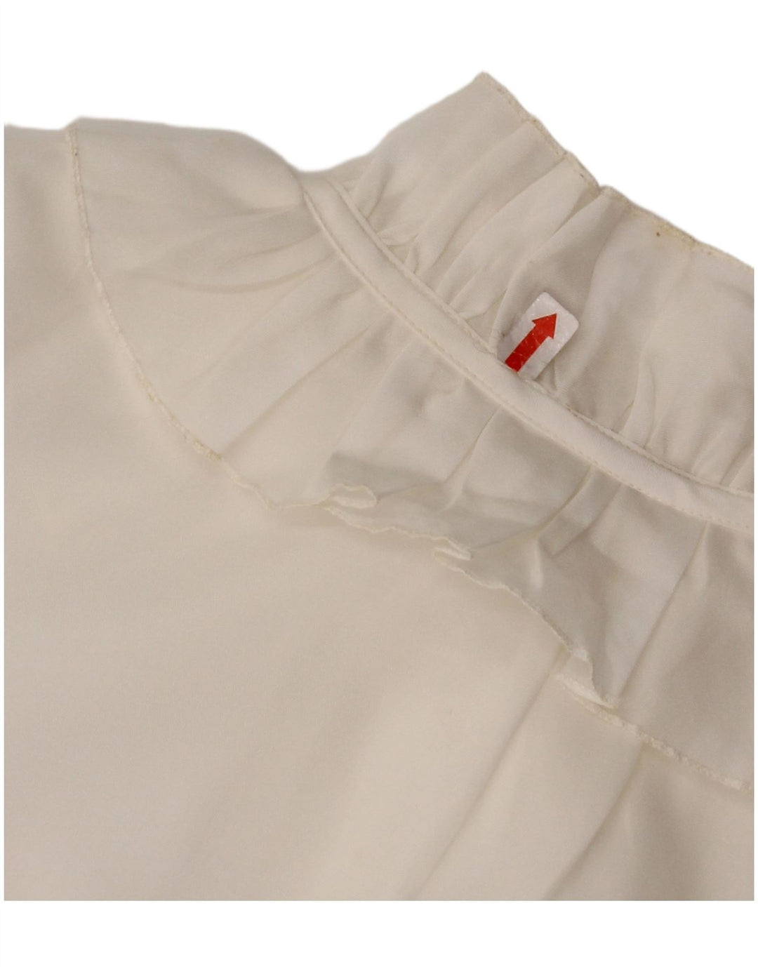 Blusa feminina VINTAGE com babados na frente Reino Unido 16 grande branca