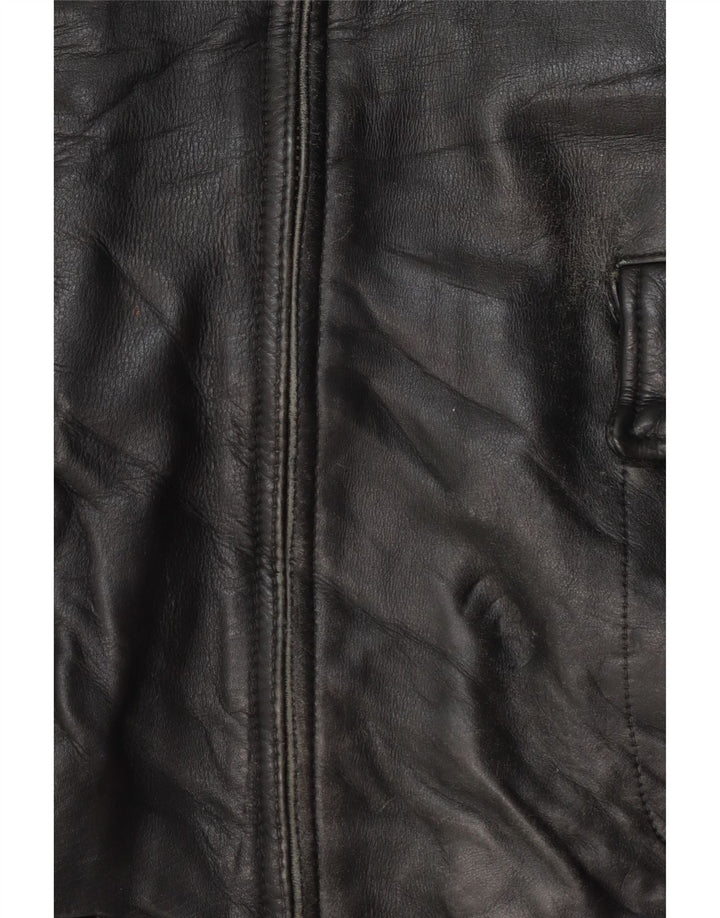 Jaqueta de couro masculina Brooksfield UK 40 grande couro preto clássico