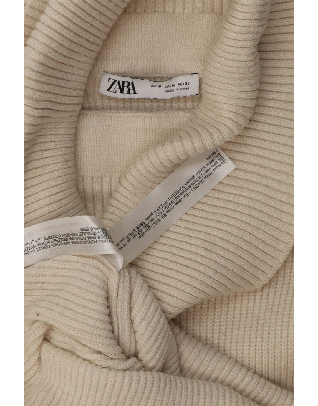 Zara Vestido Jumper Feminino Reino Unido 14 Viscose Bege Médio