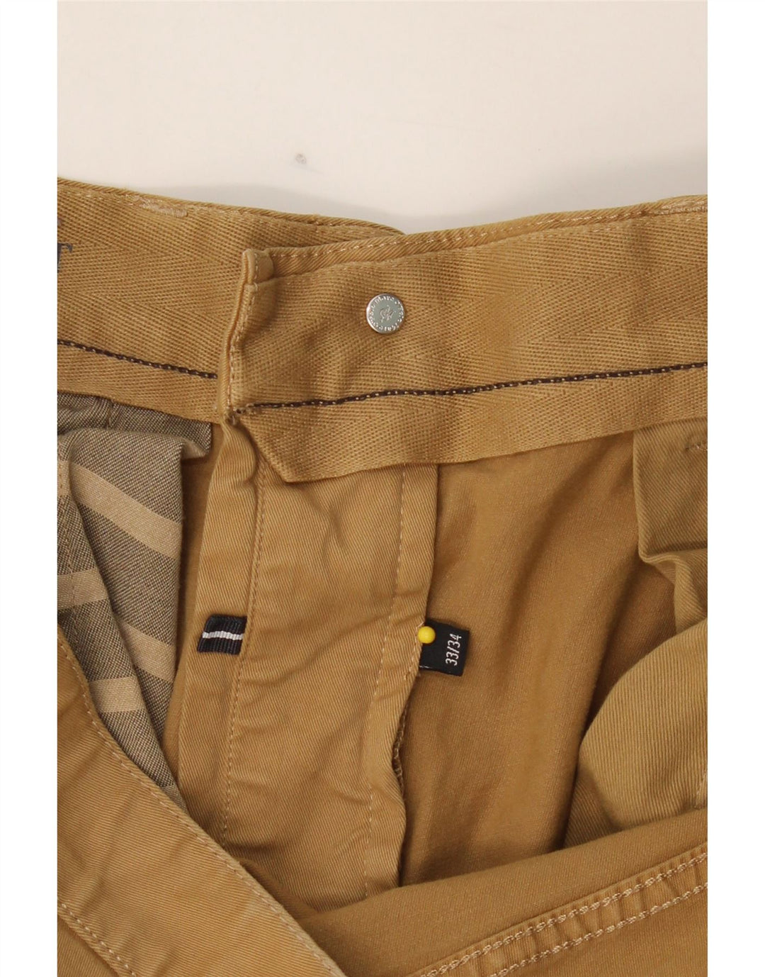 VINTAGE Mens Straight Casual Trousers W33 L34 Beige Cotton Vintage Vintage and Second-Hand Vintage from Messina Hembry 