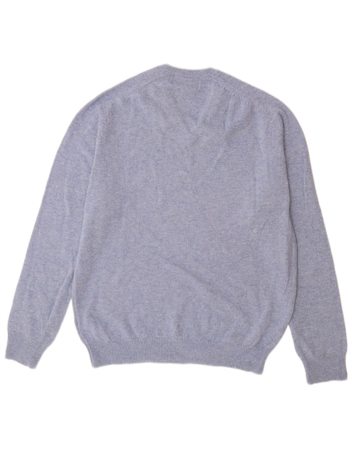 Suéter masculino Marks & Spencer com ajuste regular e decote em V azul médio