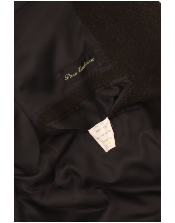 Jaqueta blazer masculina vintage com 3 botões IT 54 2XL cáqui espinha de peixe caxemira