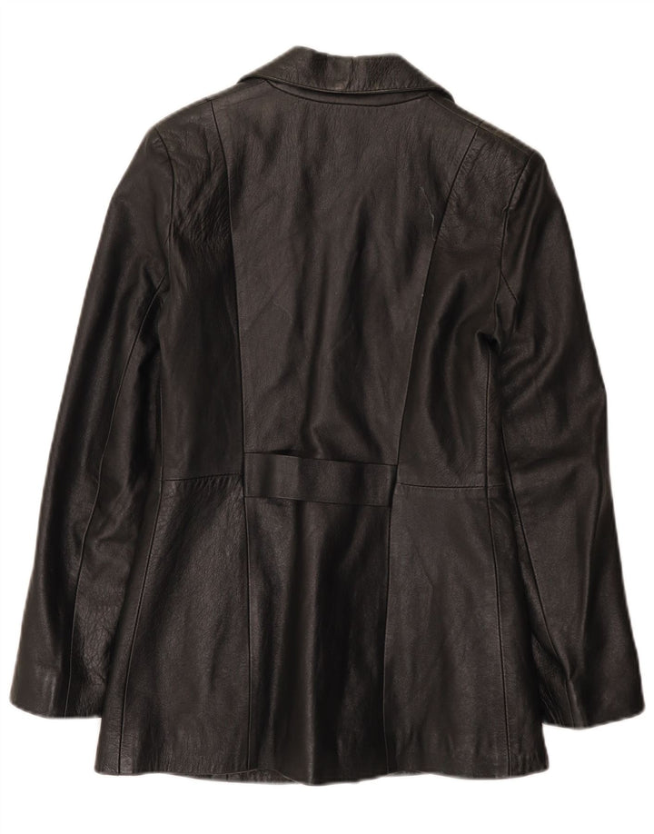 Jaqueta de couro feminina vintage Reino Unido 8 couro preto pequeno