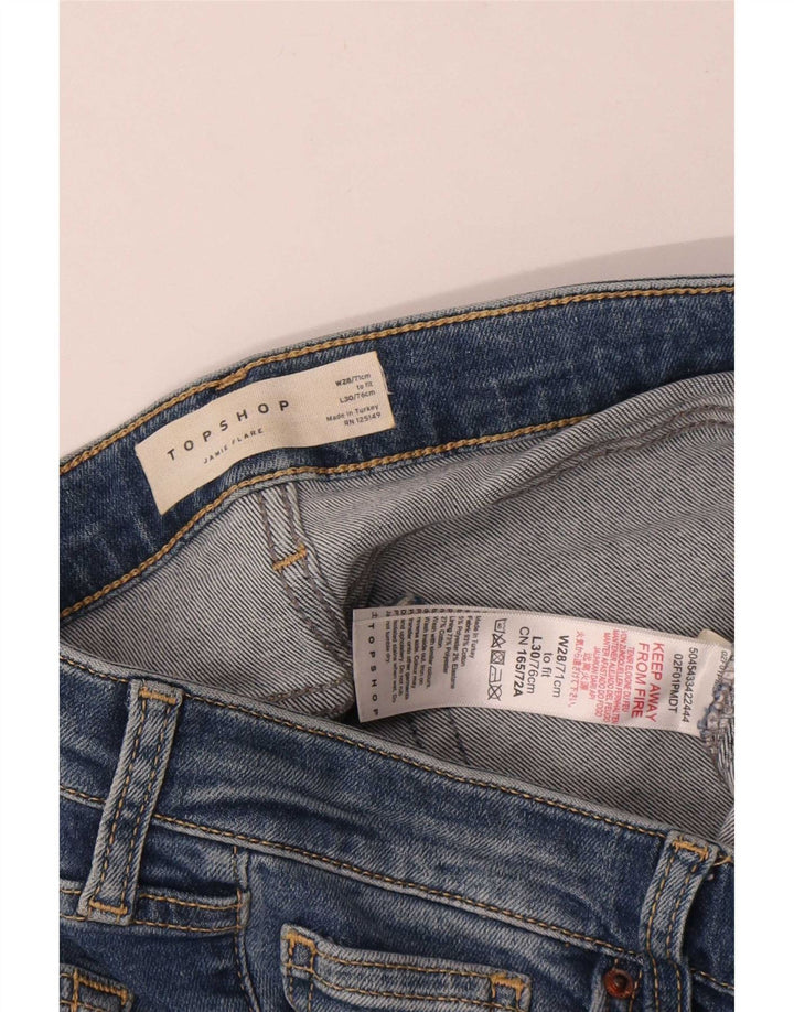 Topshop feminino Jamie Flared Jeans W28 L30 algodão azul